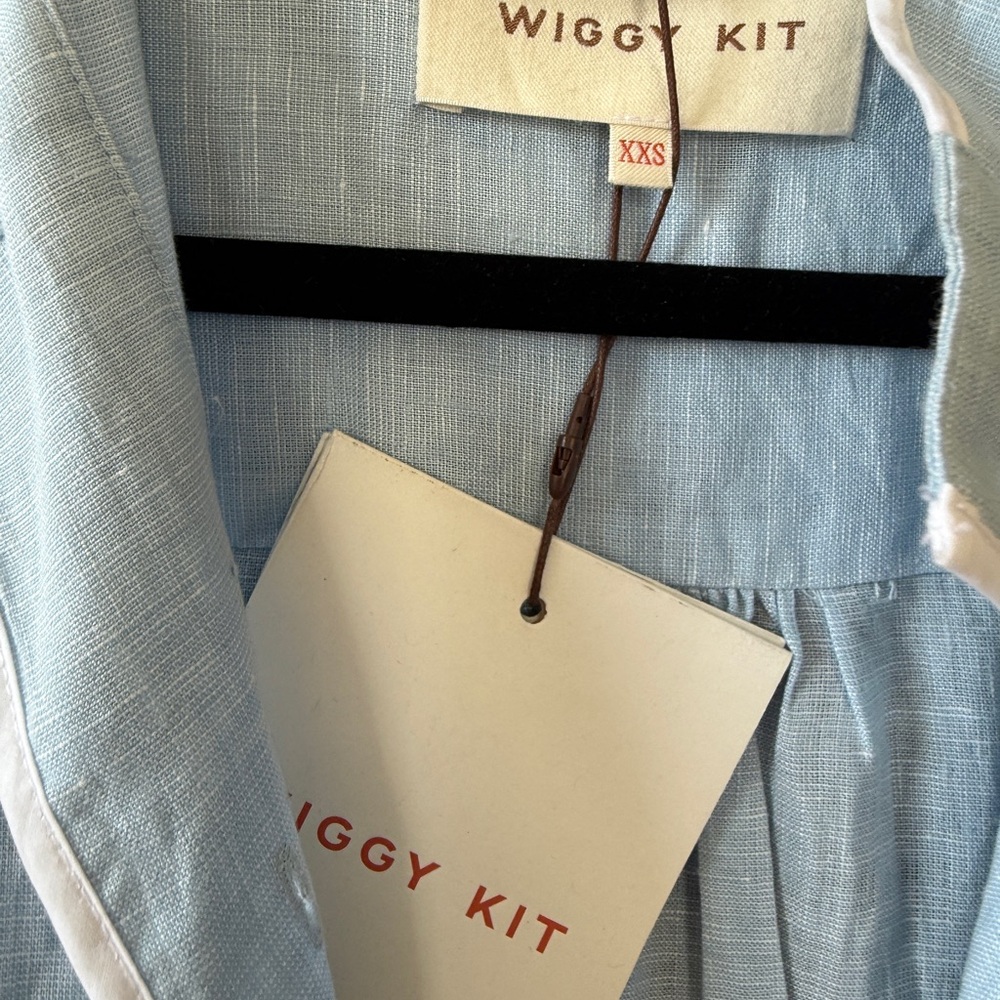 Light Blue Button-Up Mini Dress - Picture 2 of 5